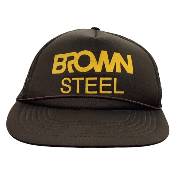 Vtg Brown Steel Company Construction Trucker Hat Mesh Snapback Adjustable Ohio - Picture 1 of 7